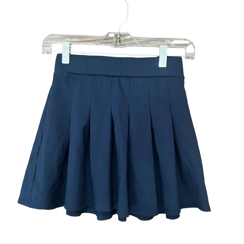 So Girls Uniform Mini Pleated Skirt Elastic Waistband Navy Size Small.